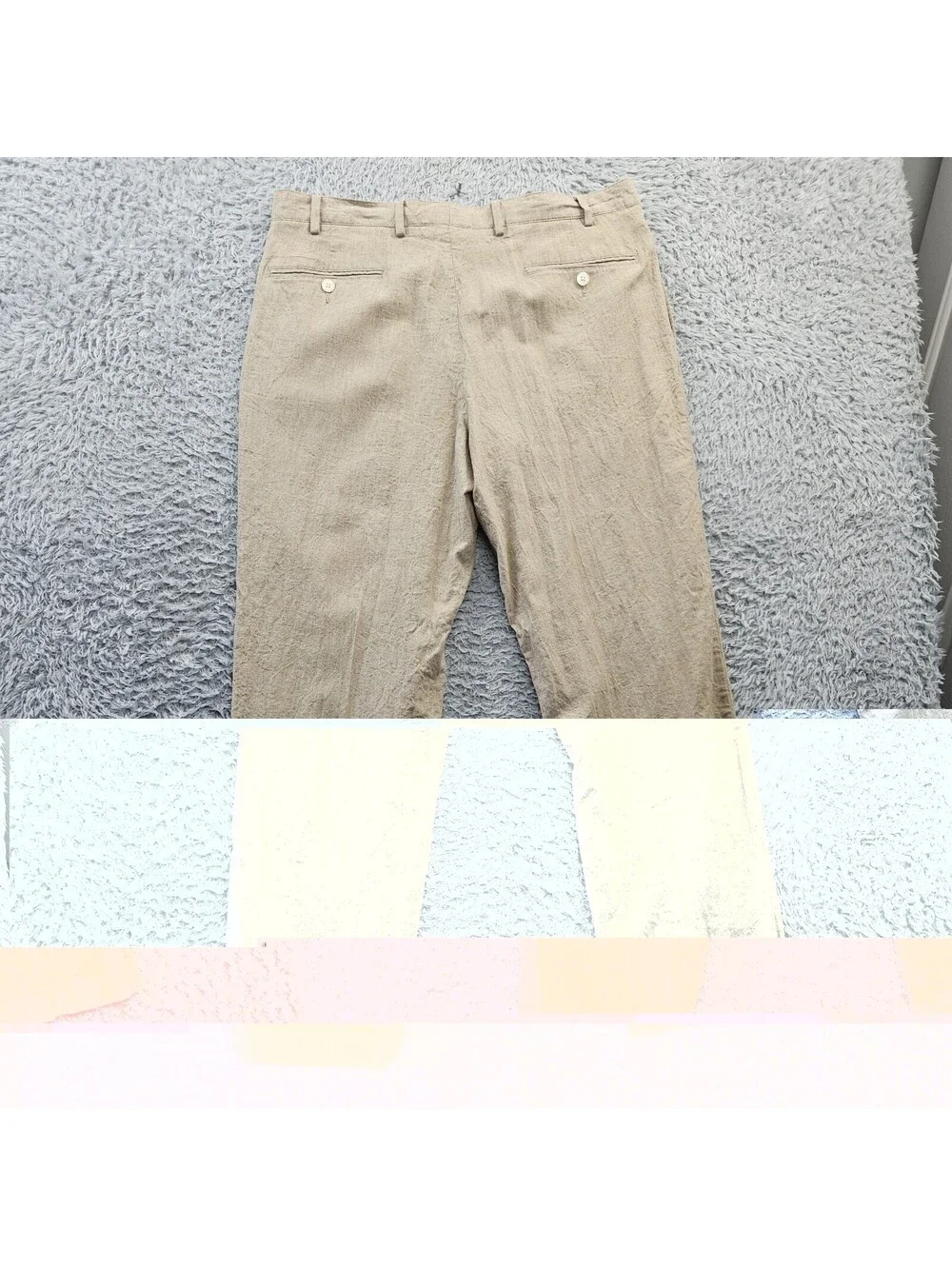 Alan Flusser Linen Blend Pants Men 36x30 (fits 35x30) Beige Pleated Cuffed Light